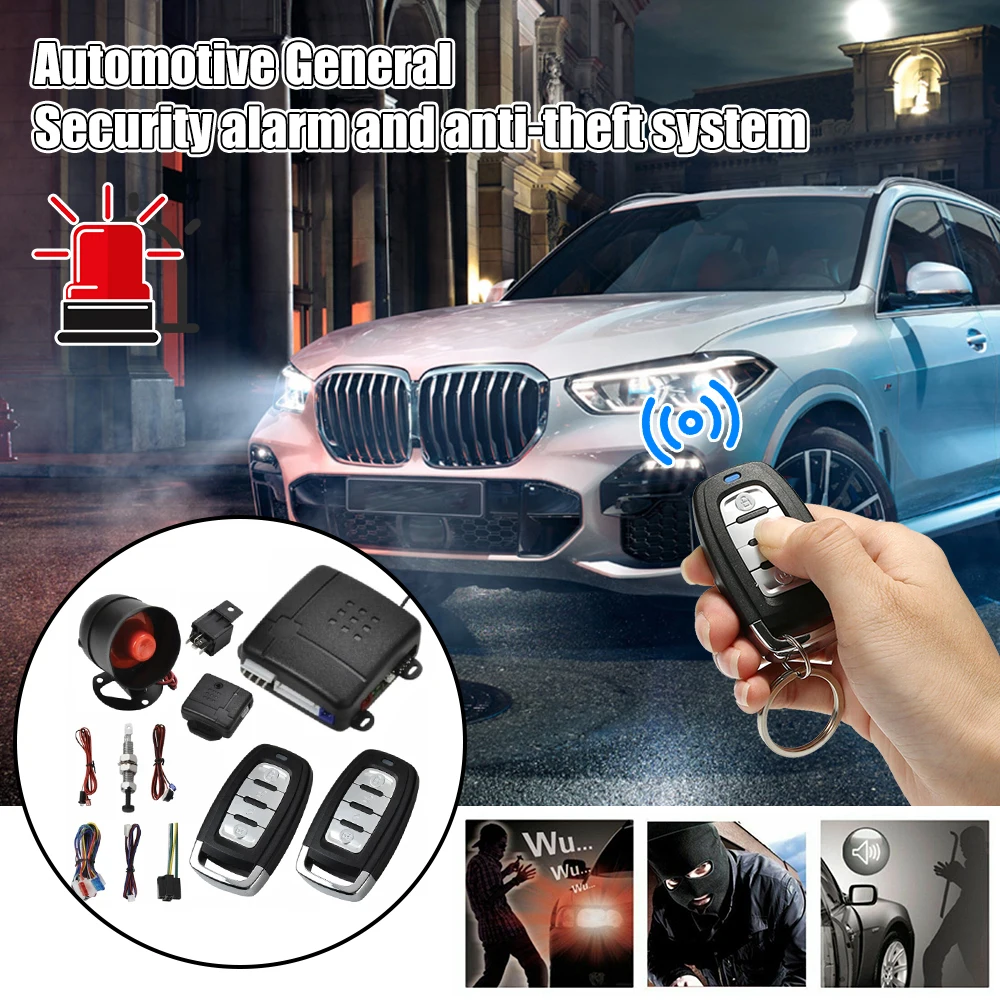 

Universal car alarm security anti-theft system with 2 remote controls and alarms OBD2 car accessories