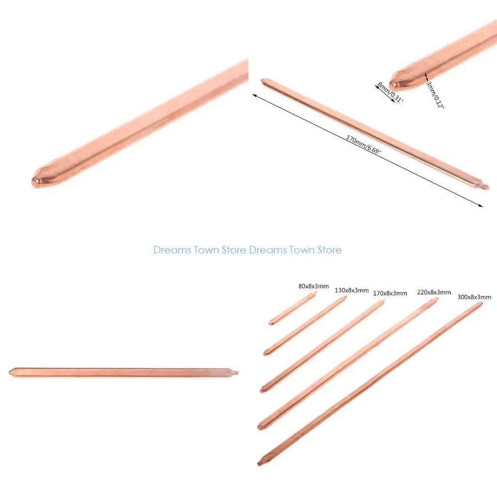 

HX6A 170x8x3mm Pure Copper Tube Flat Heatsink Cooler For Laptop Notebook