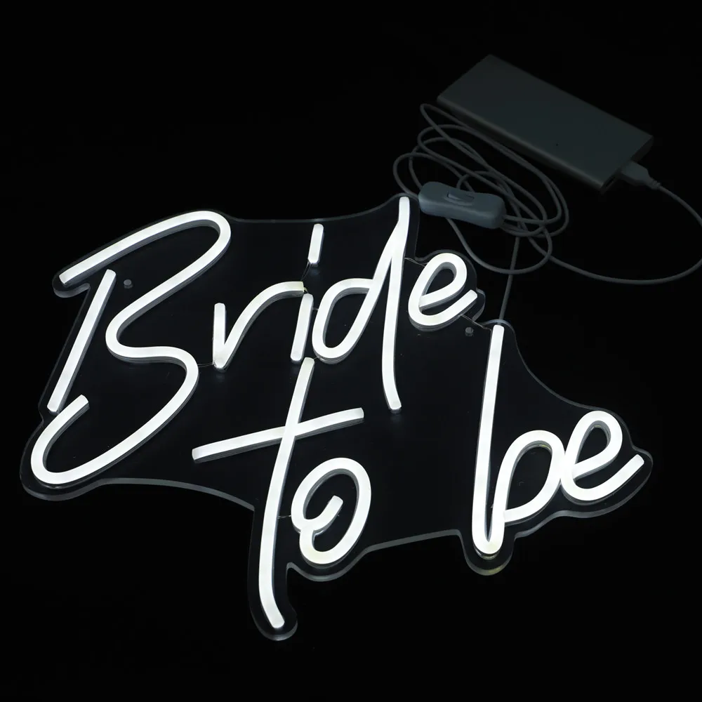 LED Neon Flex Sign 'Bride to Be' - USB Powered Wall Art Wedding Decor Customizable Clear Acrylic Backlit Night Lamp