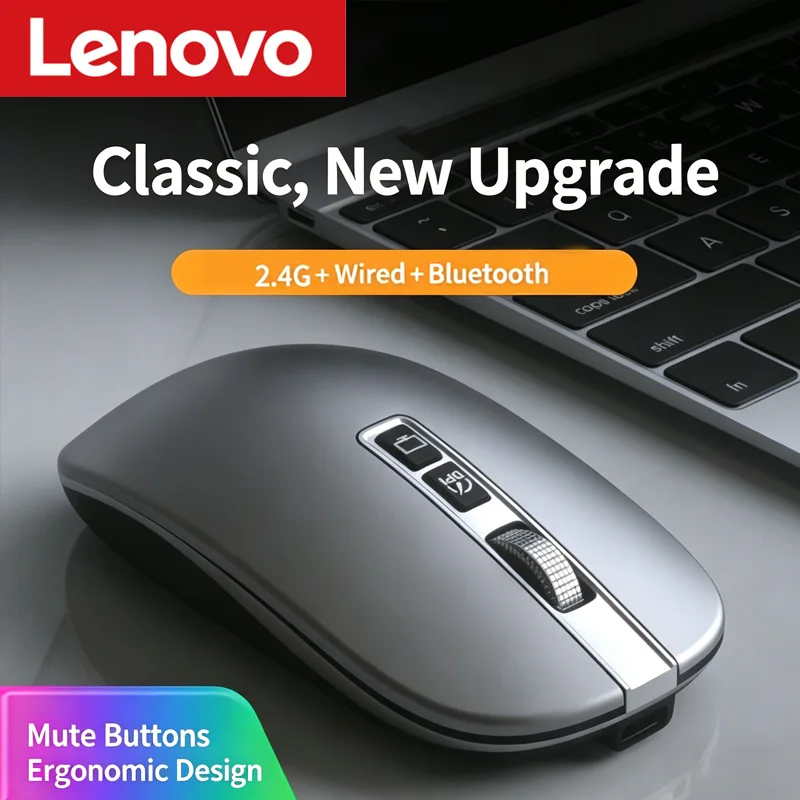 Laptop Raton Ratón Inalámbrico Lenovo Ultra Delgado Tri-Modo Recargable, Silencioso ...