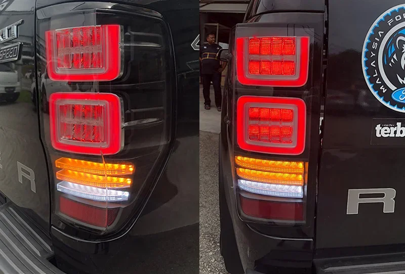 Car LED Tail Lights Taillight For Ford Ranger T8 2015-2022 Rear Lamp DRL + Dynamic Turn Signal + Reverse + Brake LED