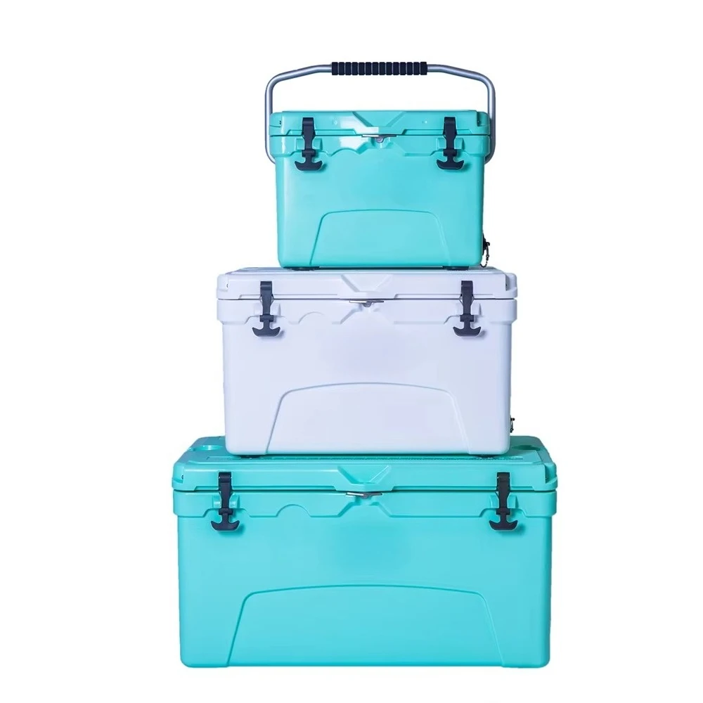 Small 45qt Insulated Outdoor Ice Box Portable Polyethylene Cooler With Letter Pattern For Fishing Cans And Food Storage