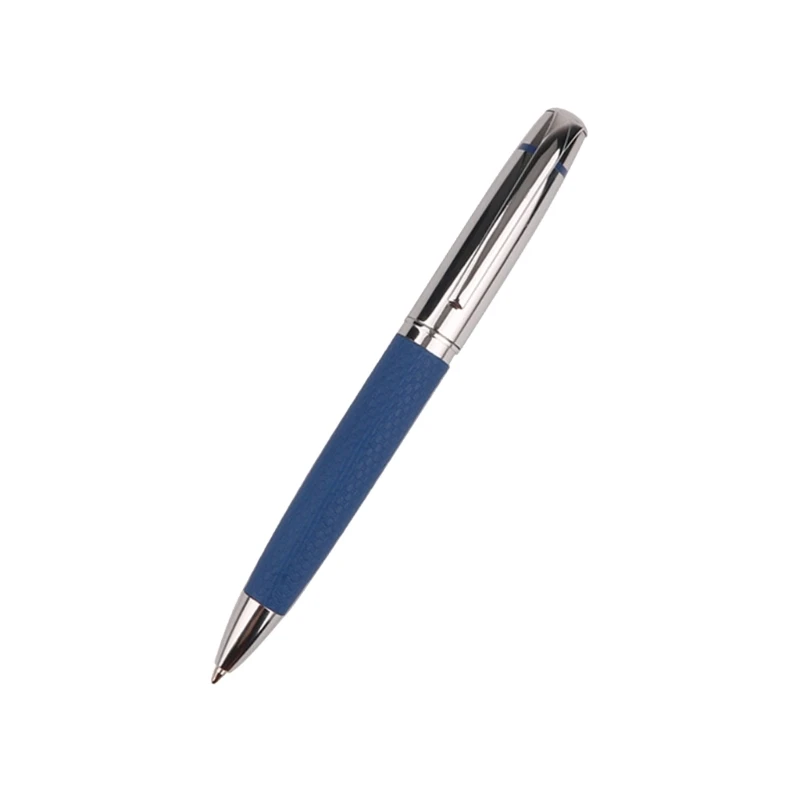 Металлическая кожаная шариковая ручка скручивание.