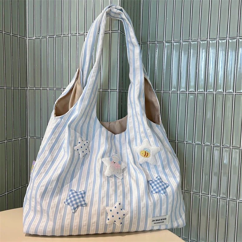 

Microfiber Appliques Striped Shoulder Bags Simple Large Capacity 2025 Brand Bags for Women High Quality Fashion Handbags