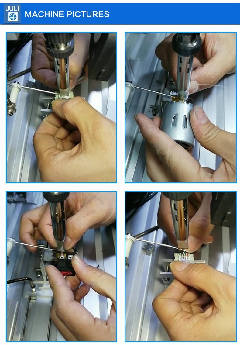 Semi automatic PCB circuit board wire soldering iron stations solder cable machine