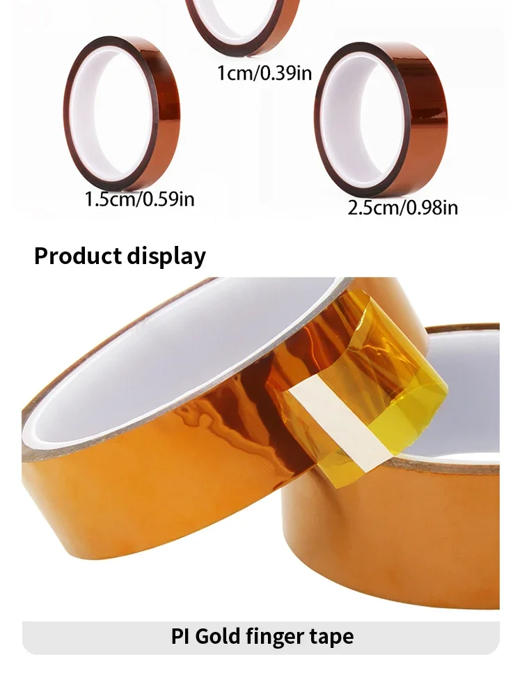 30 m langes, goldfarbenes, hochtemperaturbeständiges Klebeband, Polyimid-Klebeband, antistatisches PET-Isolierband für Lithium-Batterien in verschiedenen Größen – Detail 7