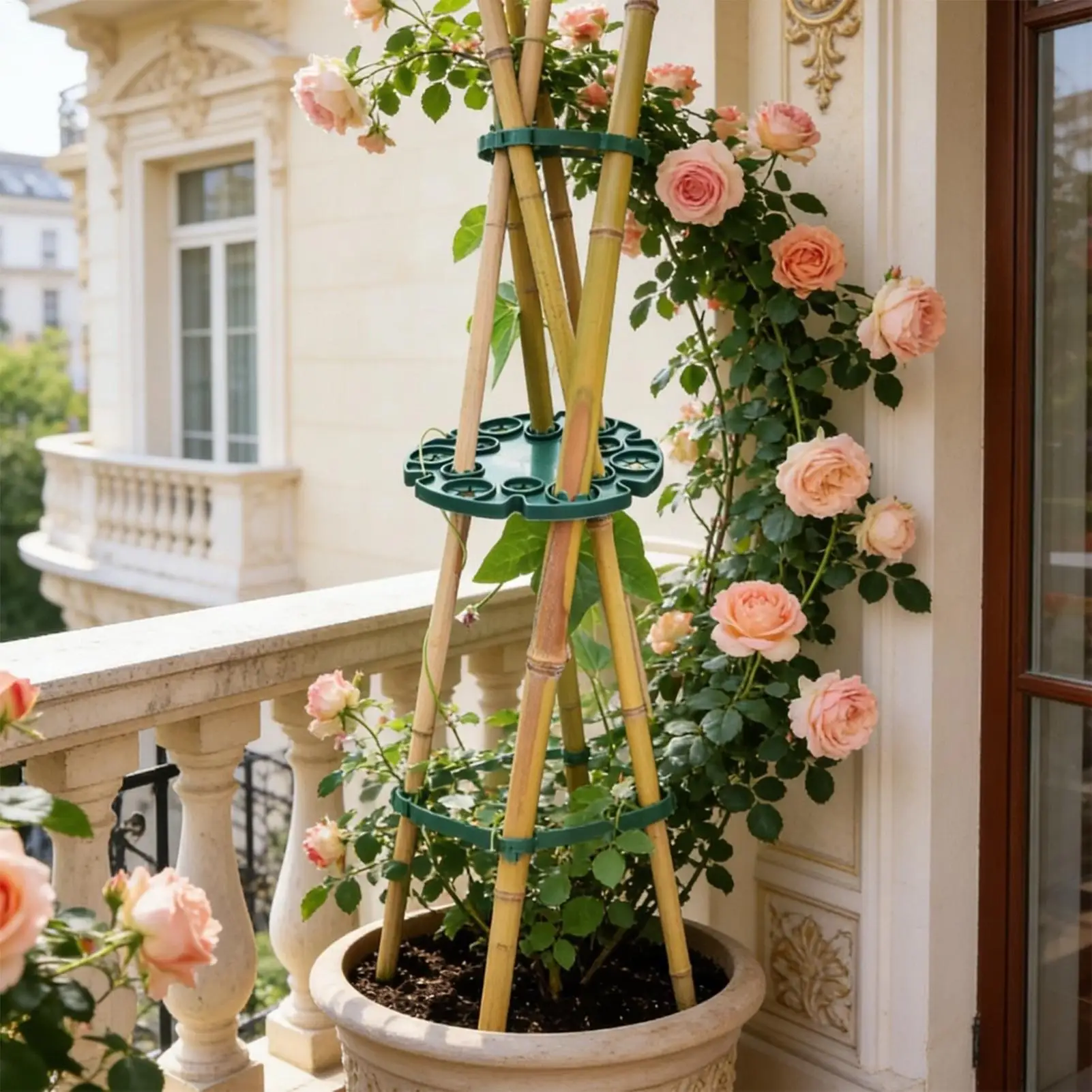 

Plant Stem Support 12 Holes Vertical Climbing Rings 10-pieces Plant Support Stakes For Outdoor Gardening Greenhouse House Peas