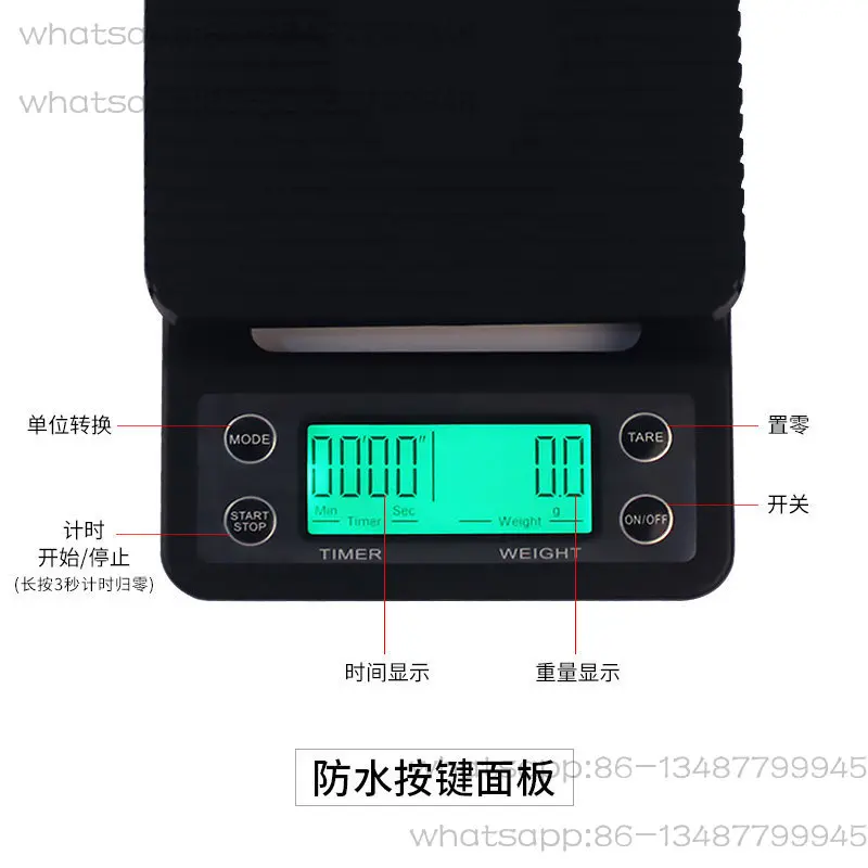 V60 Hand-brewed Single Product Coffee Electronic Scale Bar Counter Weighing Kitchen Scale with Timing Multi-function andAccurate