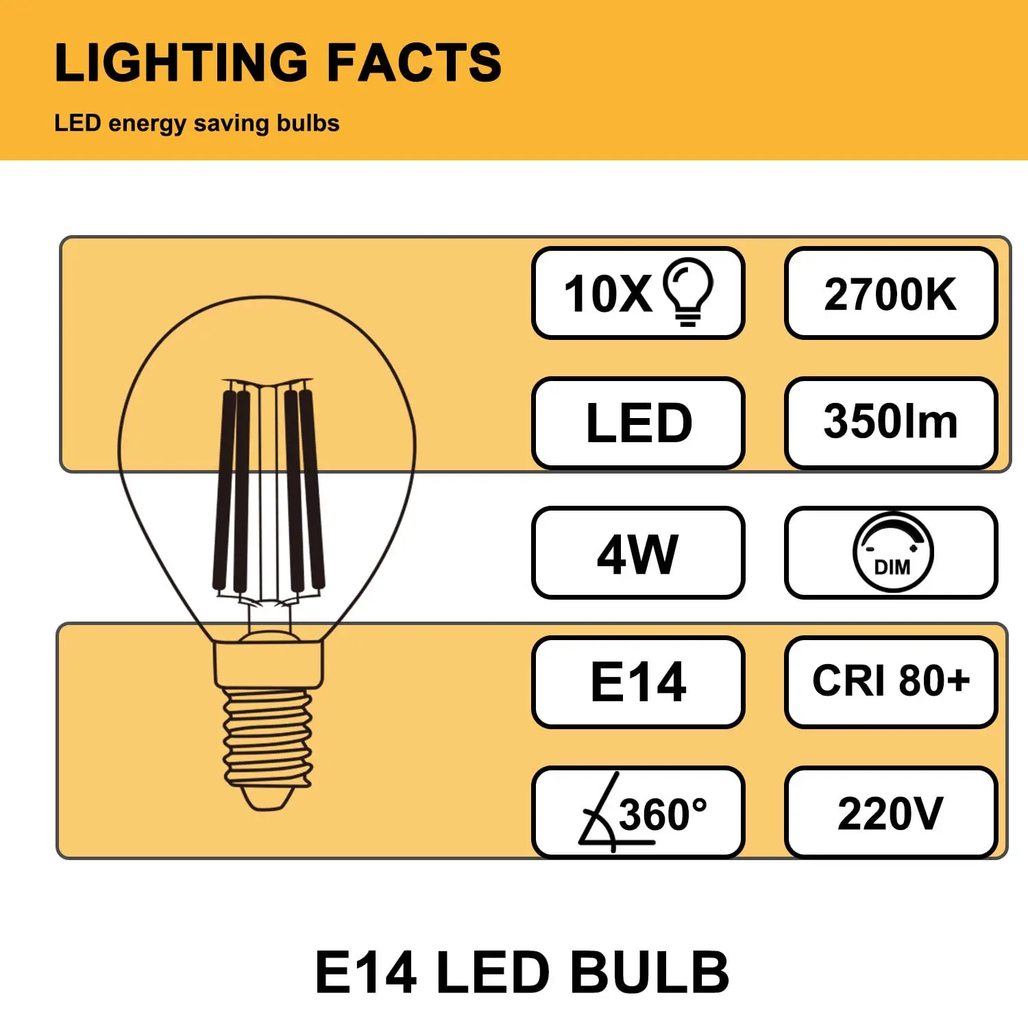 Lampadina a globo a LED Edison retrò G45 2W 4W 6W E14 2700K lampadina a filamento Led dimmerabile 220V per lampada a sospensione a corda da giardino