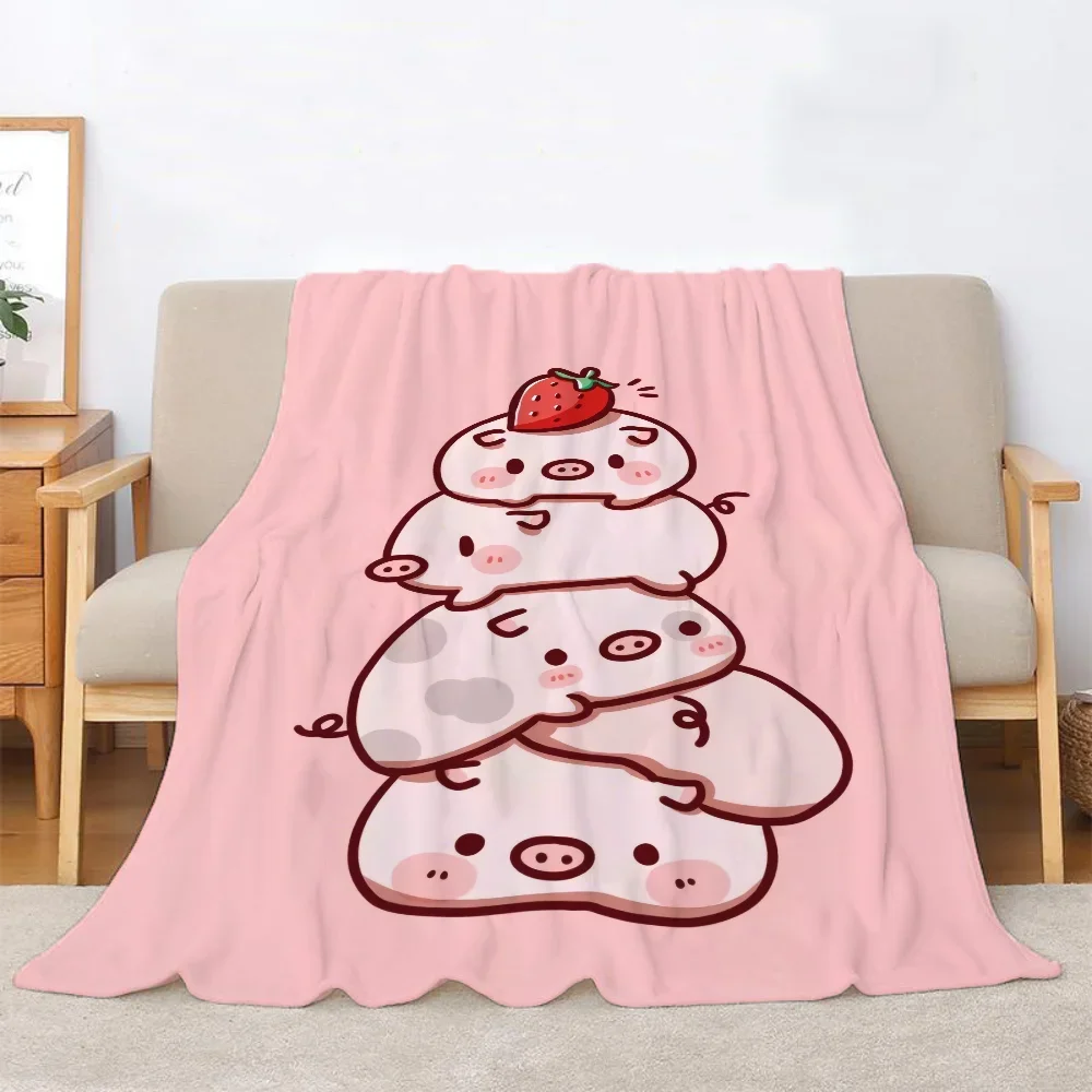 Pink Pig Throw Blanket 150x200 Thick Blankets for Winter Beach Towel Home Interior Microfiber Bedding Knitted Plaid Knee Nap Bed