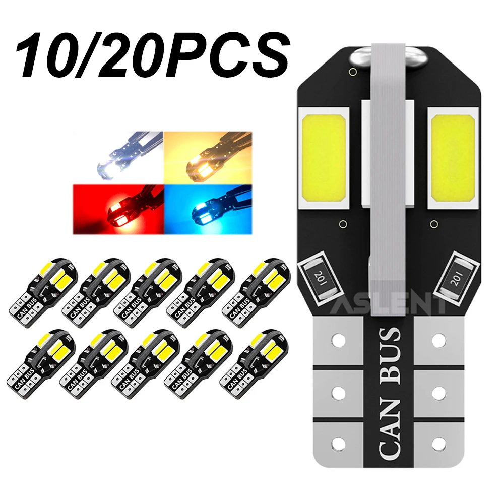 

10/20PCS W5W T10 LED Bulbs Canbus 5630 8SMD 12V 6000K 194 168 LED Car Map Dome Lights Parking Light Auto Signal Lamp 12V 6000K