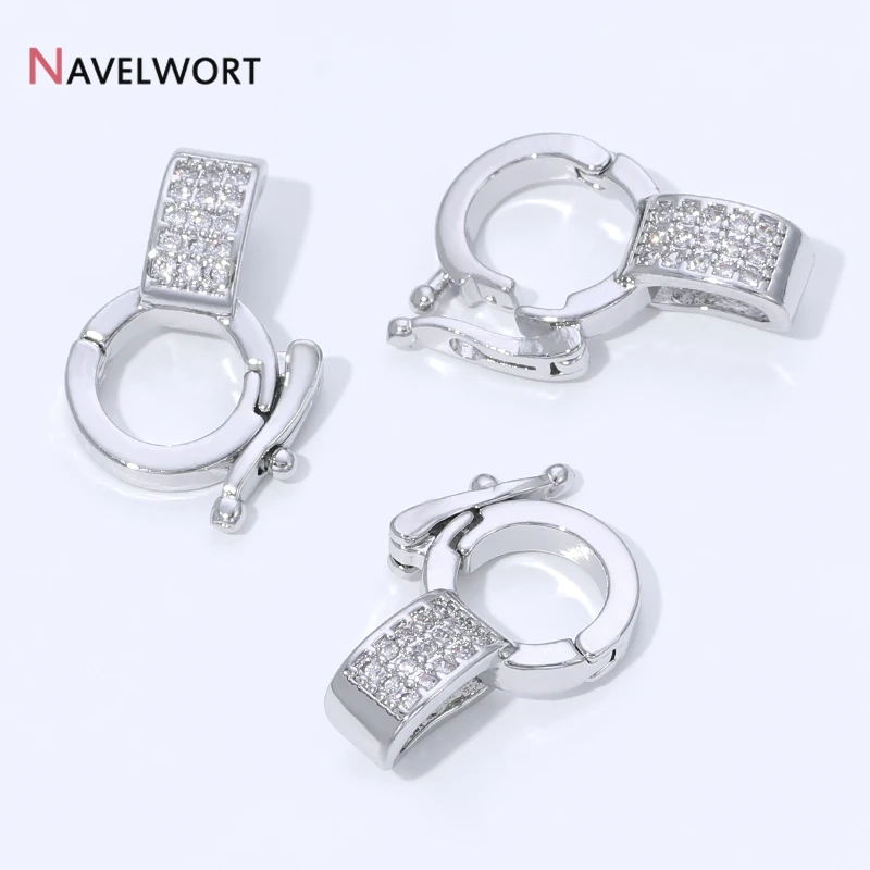 18K Gold Plated Brass Inlaid Zircon Pendant Holder Connector Clasps  Pendant Bail Clasps,For DIY Necklace Jewelry Making Finding - view 5