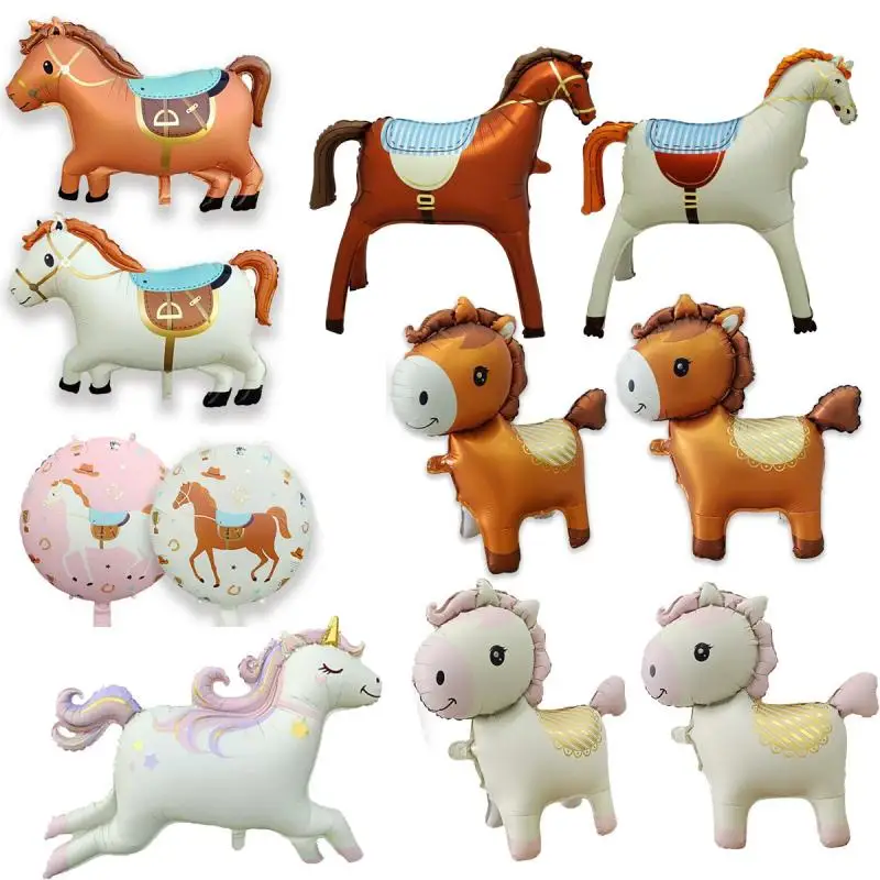 1pc Cartoon Tier Thema Elch und Nette Kleine Pferd 3D Mehrere stile Aluminium Film Ballon Kinder Geburtstag Feier party Decor