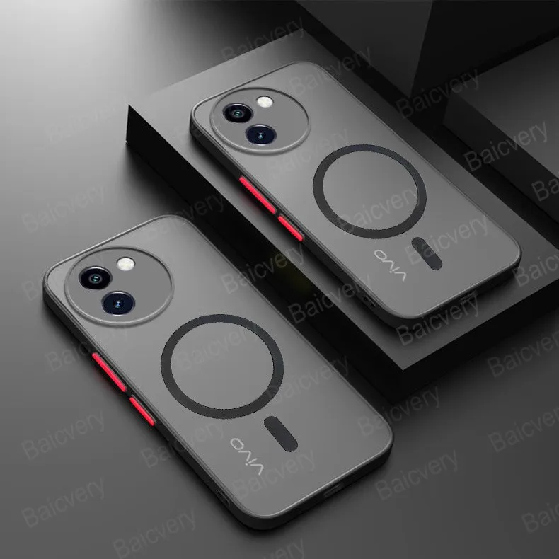 for VIVO V30E 5G V2340 V2339 Case Capa With Ring Iron Sheet Magnetic Sticker Anti-Drop Shell Matte Full Protective Back Cover