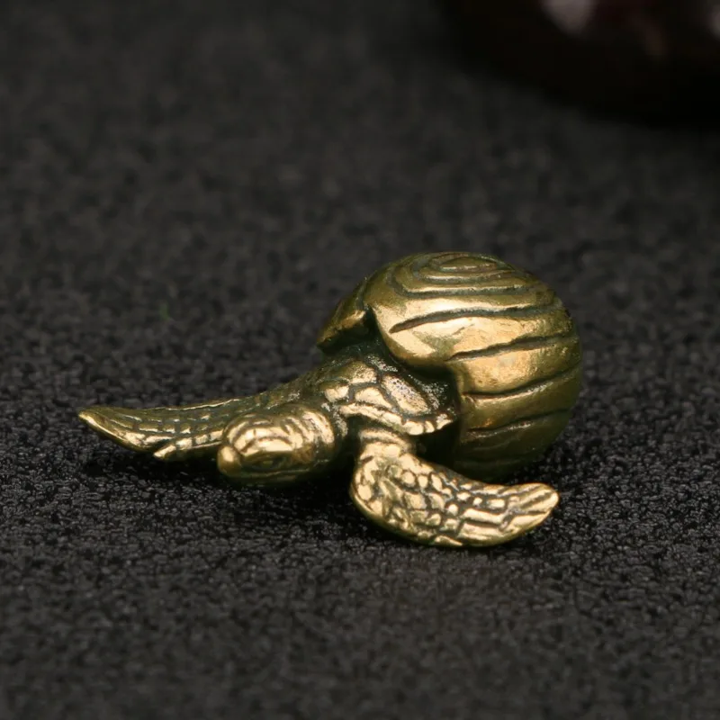 New Retro Brass Turtle Statue Mini Turtle Tea Pet Crafts Desktop Bar Fun Turtle Sculptures Home Decoration Animal Ornaments Gift