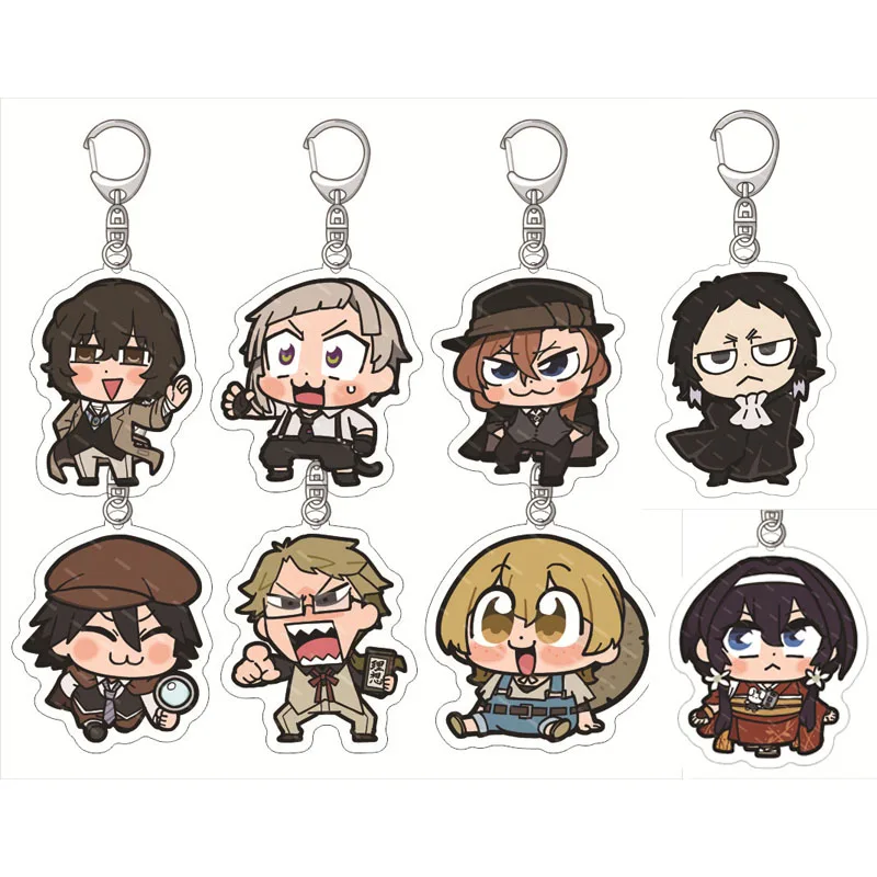

Hot New Anime Bungo Stray Dogs Acrylic Keychain Cartoon Figure Atsushi Nakajima Dazai Chuya Ryunosuke Cosplay Keyring Gift