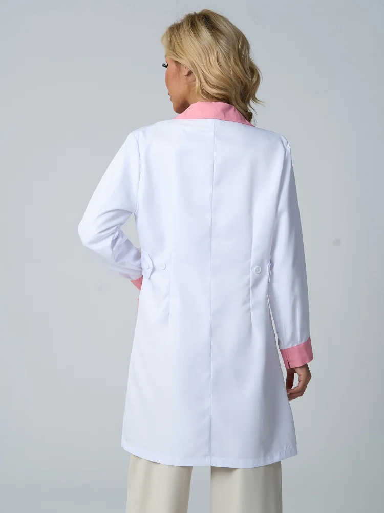 Doctors Nurses Long Sleeves Costumes Women's Stand-Up Collar Single-row Buckle Cardigan Long Coat Laboratory Work Uniform