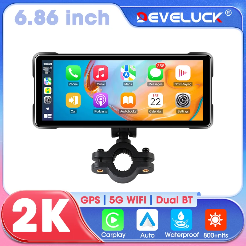 

Develuck New Motorcycle Navigation 6.86'' Screen Wireless CarPlay Android Auto Motobike DVR GPS TPMS Optional Moto Accessories