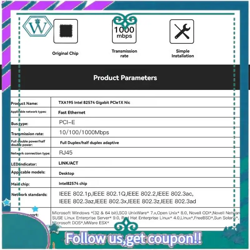 Scheda di rete Gigabit PCIE aggiornata Scheda LAN adattatore PCIE 1X a RJ45 PCI Express Ethernet per PC desktop