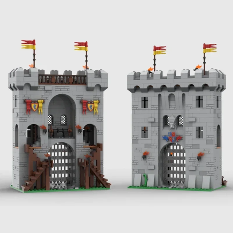 Moc blocos de construção modelo de castelo modular portão de leão tijolos técnicos diy montagem brinquedos de construção para crianças presentes de feriado