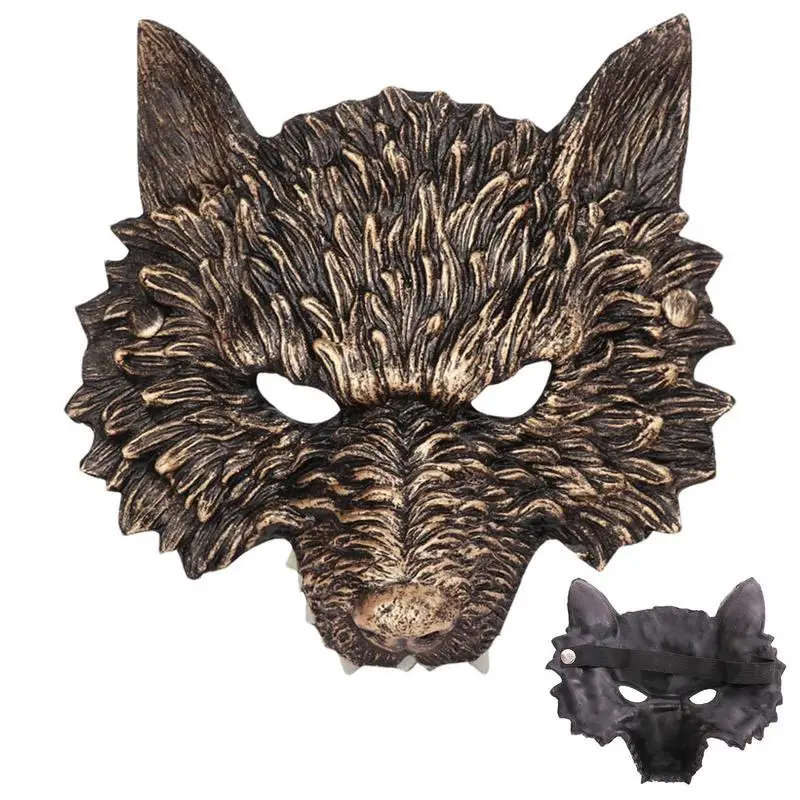 Wolf Masque Halloween Golden Half Face Masque Black Wolf Masque Animal Masquerade Halloween Costume Cosplay Party Masque