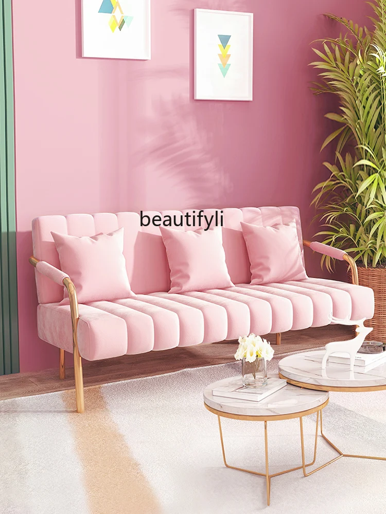 CXH Simple Sofa Small Apartment Living Room Rental Room Nail Shop Clothing Store Fabric Sofa Double Bedroom