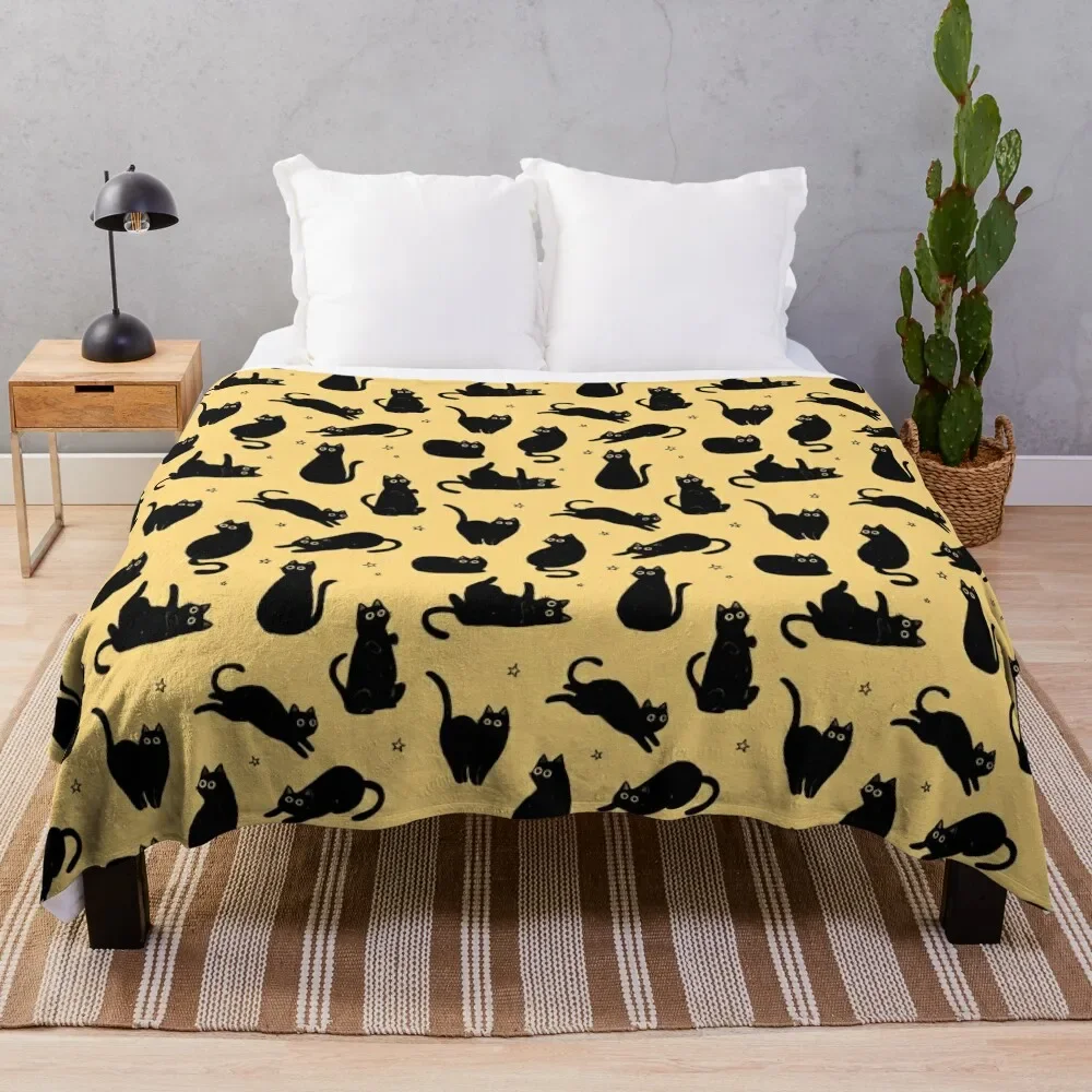 black cat pattern Throw Blanket Winter beds Camping Decorative Sofas Blankets