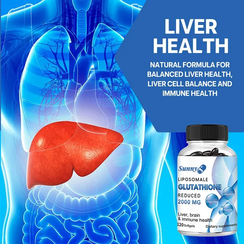 Liposomal Glutathione - Hyaluronic Acid Collagen Resveratrol, Antioxidant, Highly Absorbed, Supports Liver, Brain, Immune System