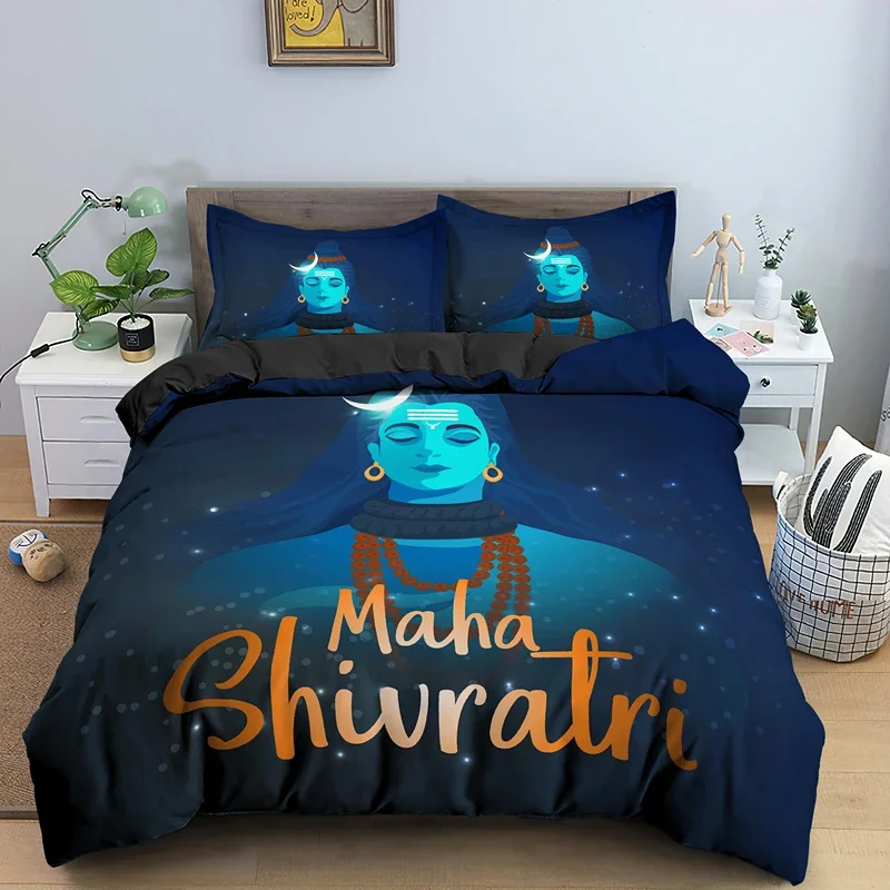 Indian Buddha Duvet Cover King Queen Size Lord Shiva Ganesha Bedding Set Mystery Religious Belief 2/3PCS Polyester Quilt Cover