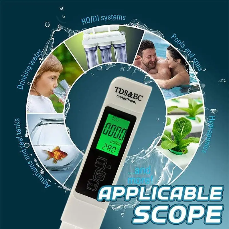 Water Quality Detector 3 In 1 Conductivity Test Pen Large Screen Digital Water Quality Tester TDS EC Meter Water Quality Meter