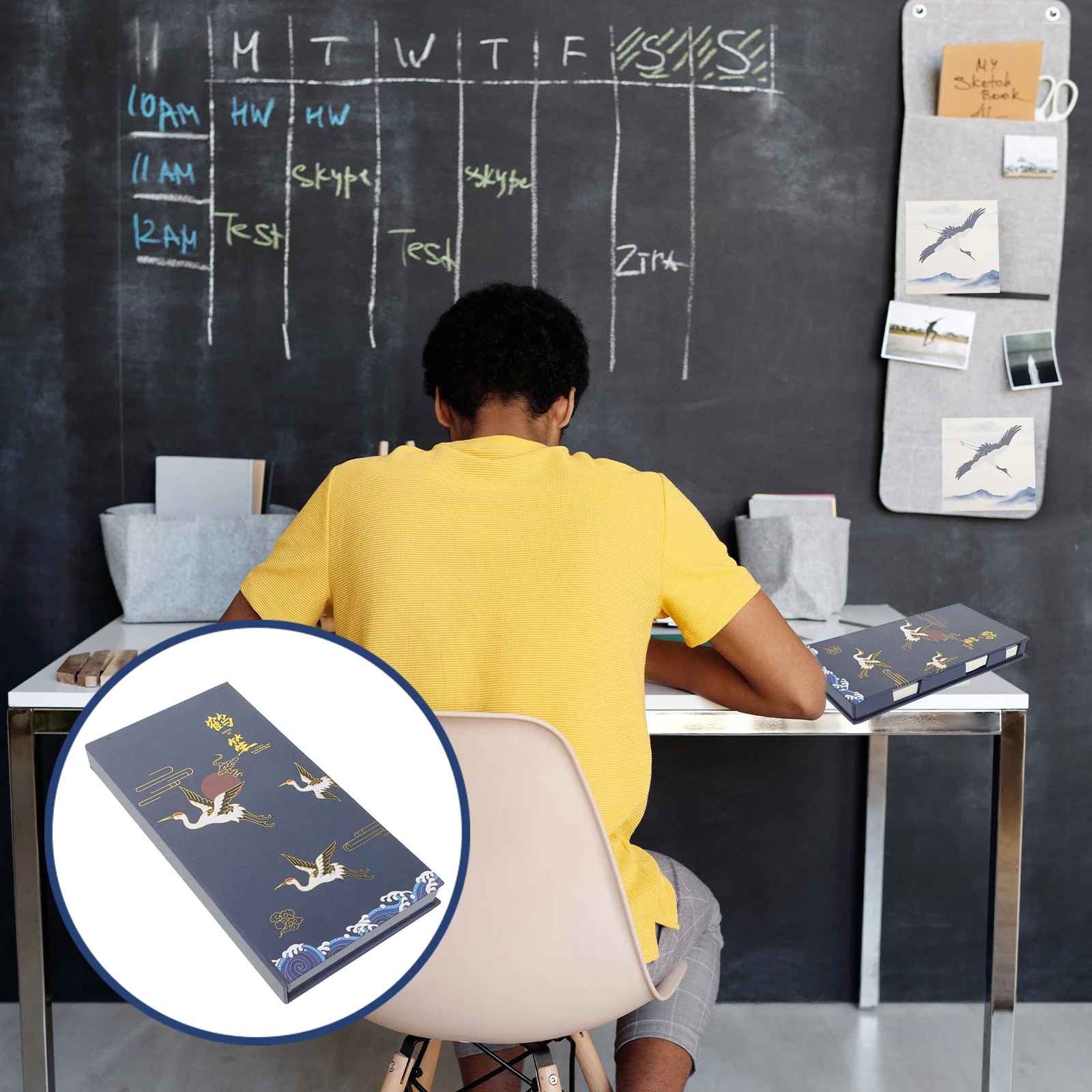 

1Set Adhesive Notes Set Chinese Style Crane Pads Double Side Paper Stickers for Office Study Home Planner