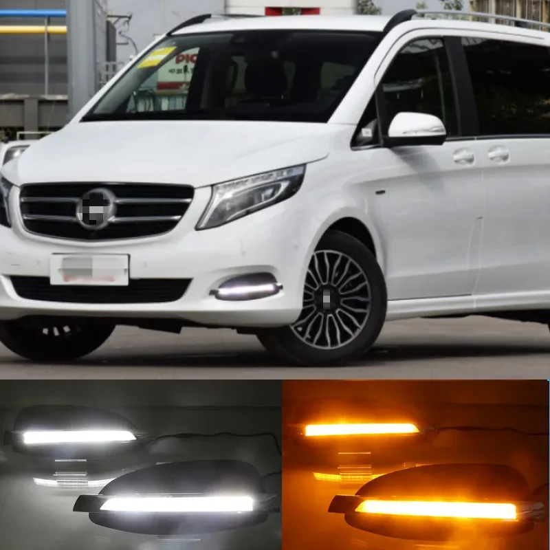 2PCS LED Daytime Running Light Car Accessories 12V DRL Fog Lamp For Mercedes Benz V-Class Vito V250 V260 2016 2017 2018