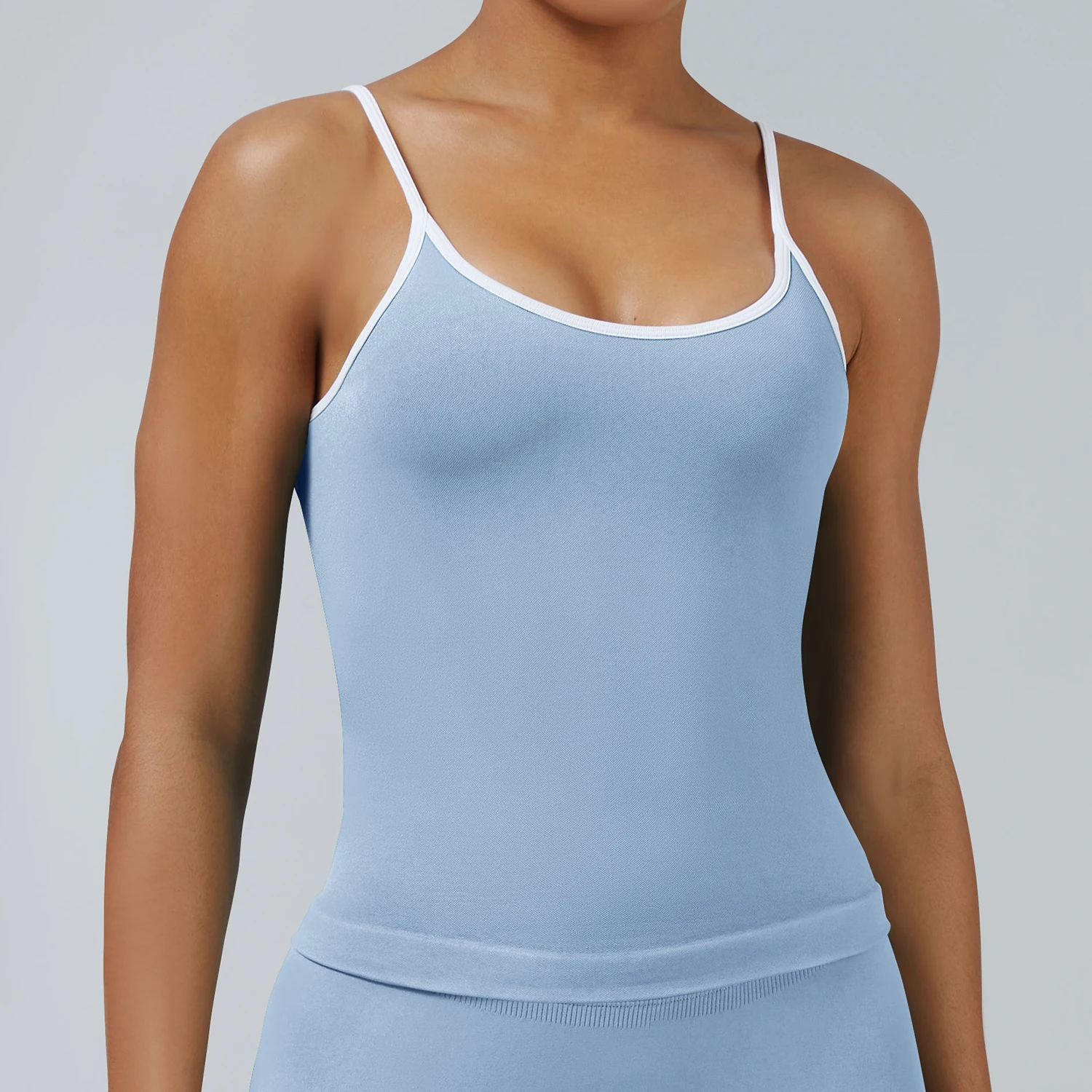 

Epligg Impact Seamless Women's Fitness Sports Yoga Vest Ribbed Women Fitness Tank Top Gym Open Back Bra Running Workout Halter