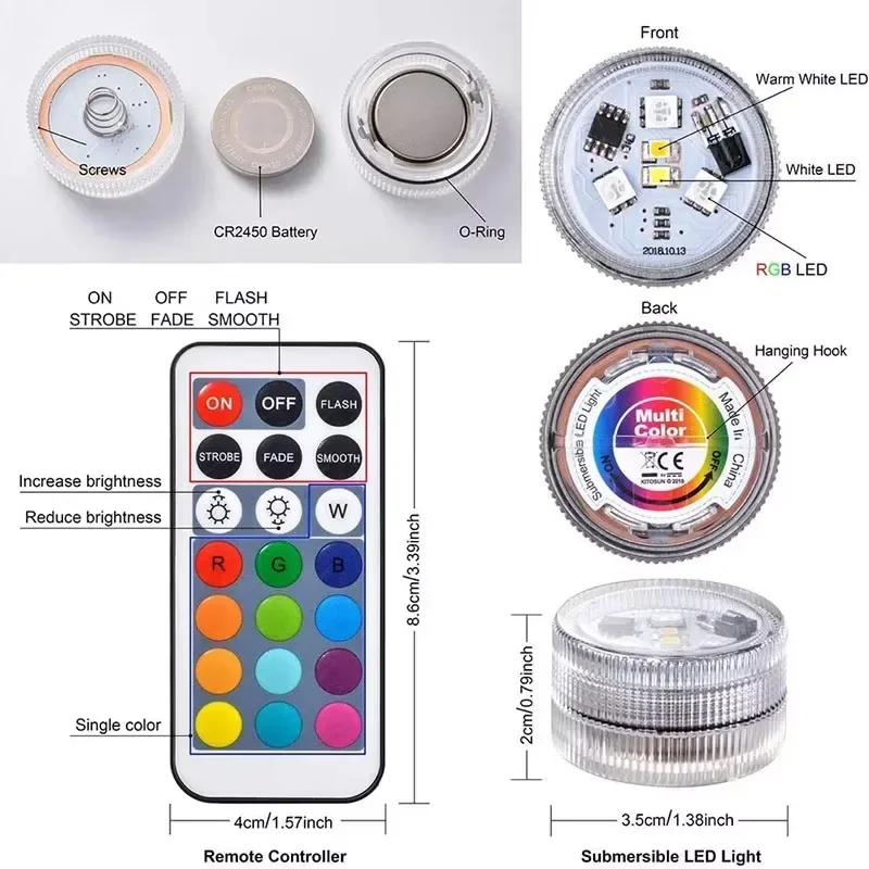 Wireless car ambient light triangle window decoration ambient light no wiring LED rainbow modified remote control light