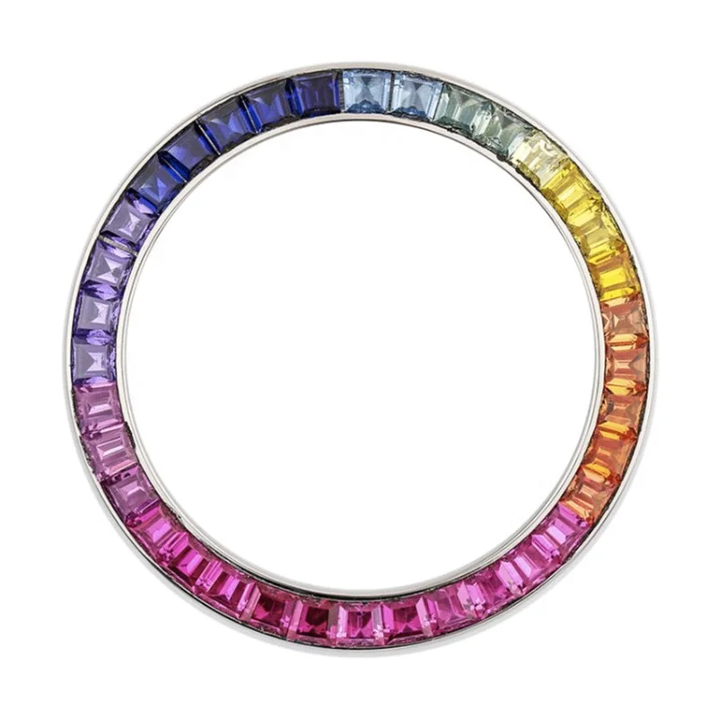 Original Version Aftersales D/T Rainbow Watch Bezel Inserts 40mm Made out of 18K Gold or Stainless Steel