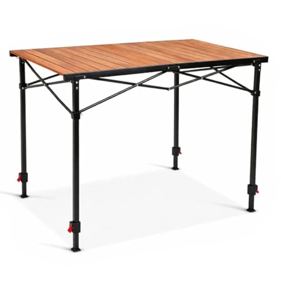 

Camping Table Foldable Adjustable Height, Heat-Resistant Metal for Outdoor Table, Portable Roll-up Aluminum Camp Table with Car