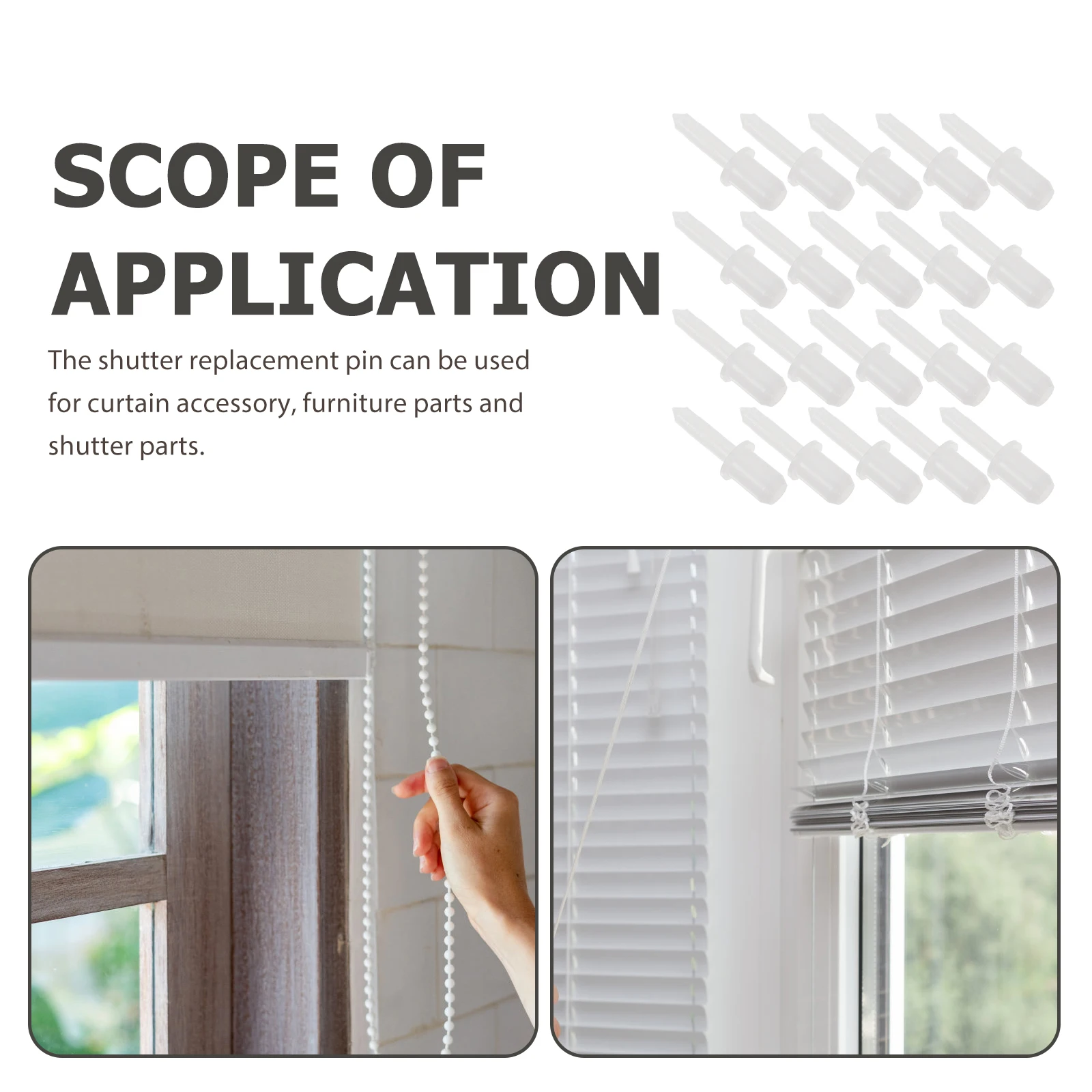

60pcs Shutter Replacement Pin High-Grade Plastic Durable Lightweight Repair Kit for Cabinet Furniture Louvers Telescopic Design
