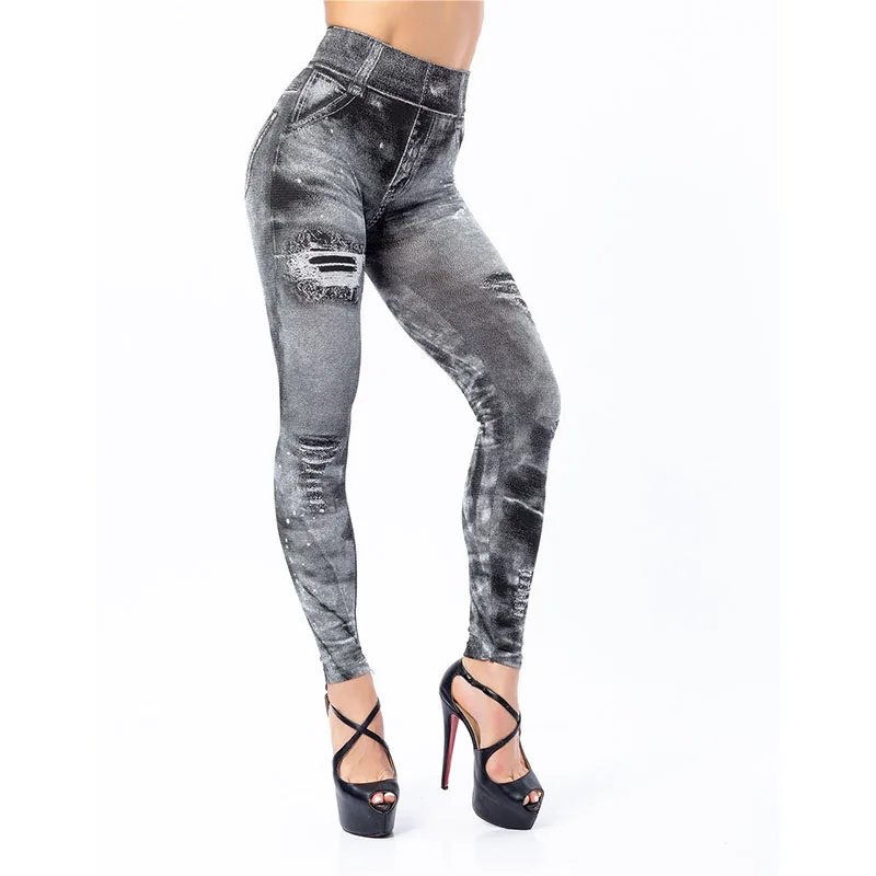 Mallas elásticas de imitación para mujer, mallas ajustadas sexis a la moda con realce para gimnasio, mallas informales simples de cintura alta, ropa de calle