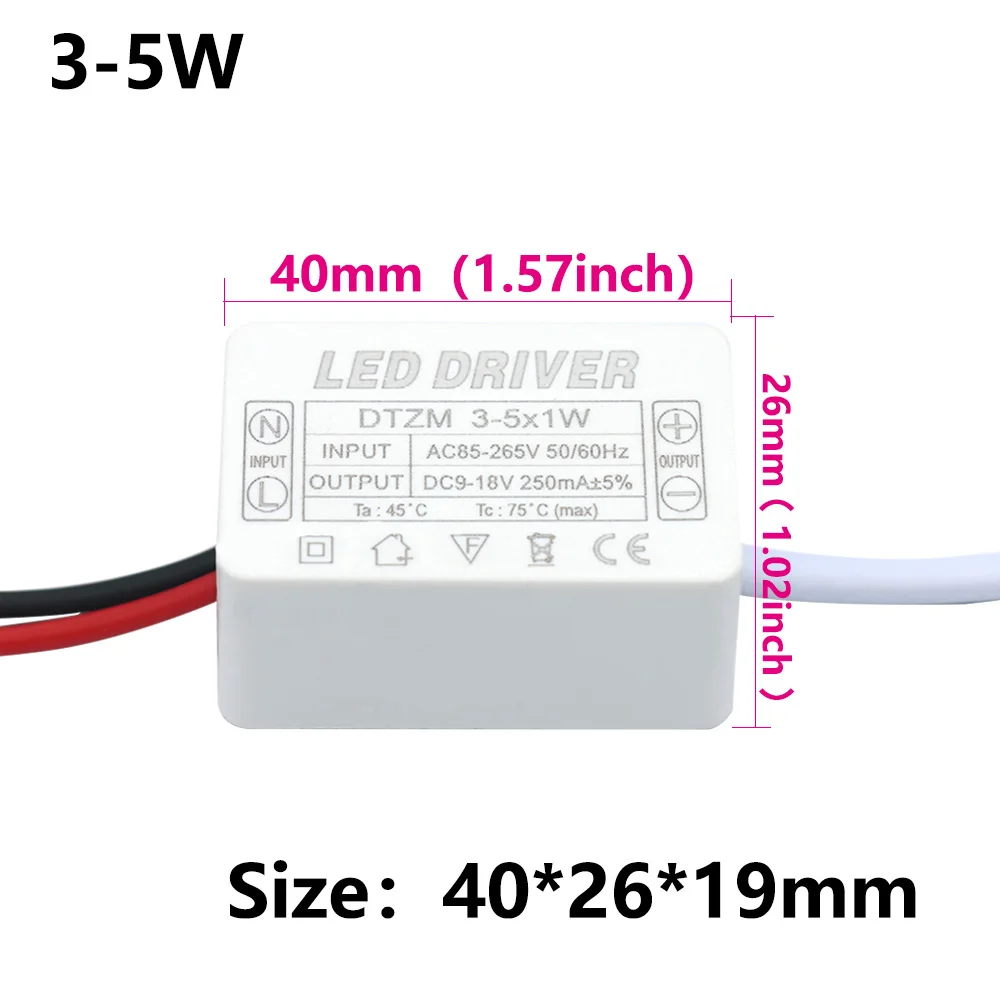 LED-Treiber 1-3w 3-5w 4-7w 8-12w 12-18w 18-25w 25-36w für LED-Netzteil AC85-265V Beleuchtungs transformator Zubehör weiß