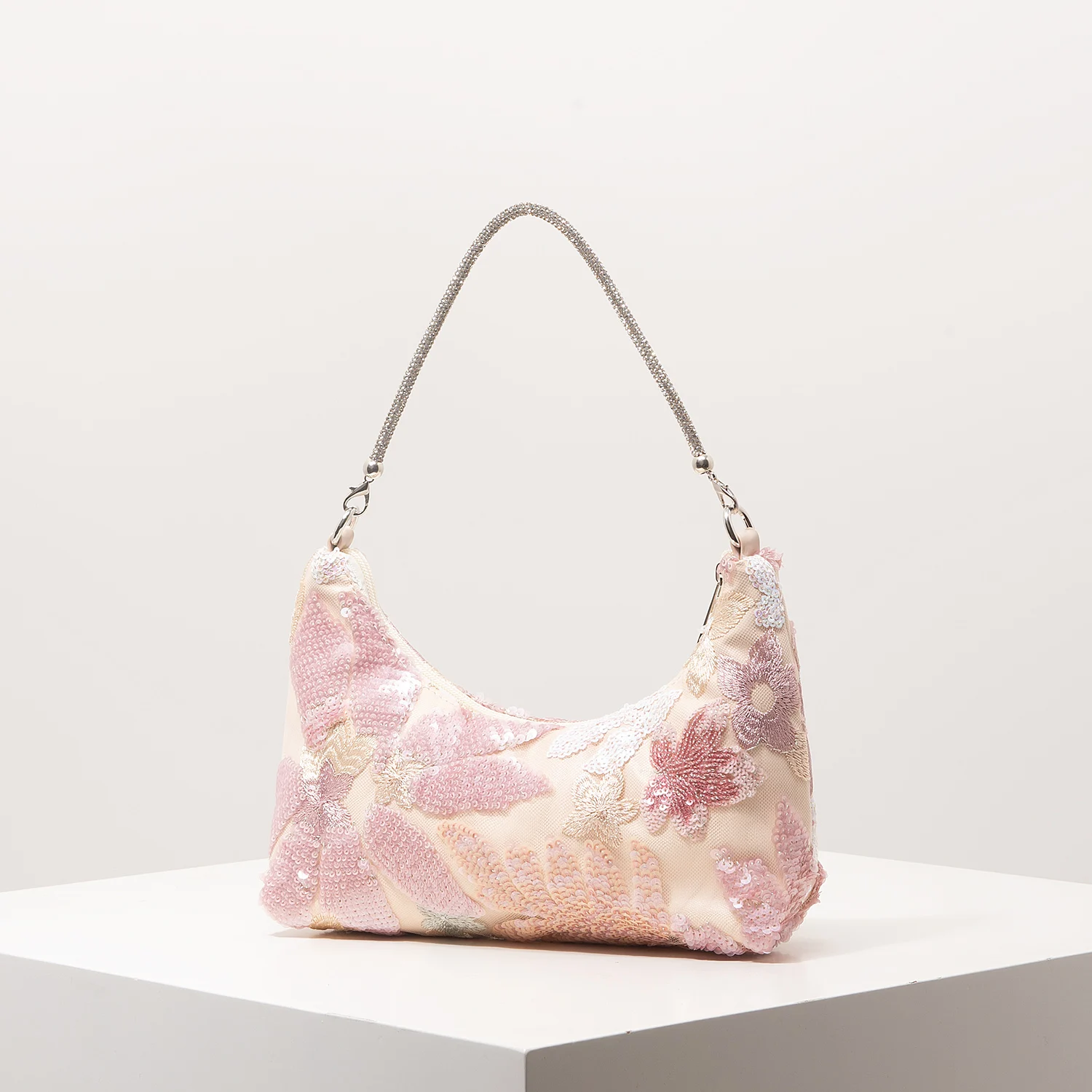 Schultertasche, Blumenmuster, Pailletten-Tasche, Stickerei, Gala-Abend, Party-Outfits, Abschlussball-Tasche, Hochzeitsartikel, Elegant, Valentinstag, Zufälliges Muster – Detail 17