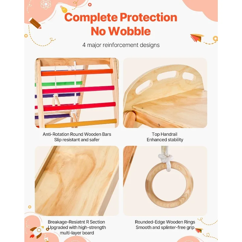 ملعب داخلي في صالة الألعاب الرياضية الغابة 4 في 1 مجموعة لعب خشبية داخلية #5