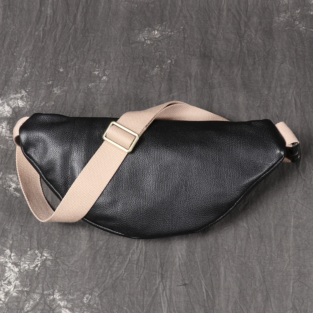LUOKIR Unisex Genuine Leather Chest And Toe Cover Layered Leather Casual Versatile Crossbody Bag Large Capacity Mobile Phone Bag