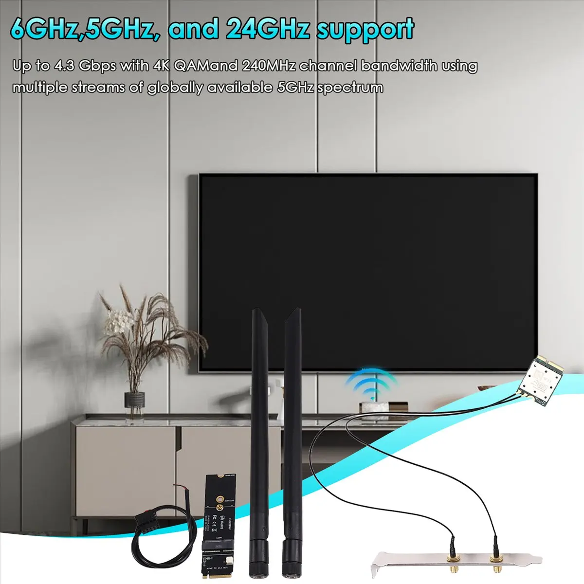 【ELEVATE LIFE】WiFi 7 QCNCM865 WI-FI 7 BT Combo Module Bluetooth 5.3 Up to 5.8 Gbps with 4K QAM,Wi-Fi 7, Wi-Fi 6E, Wi-Fi 6 802.11