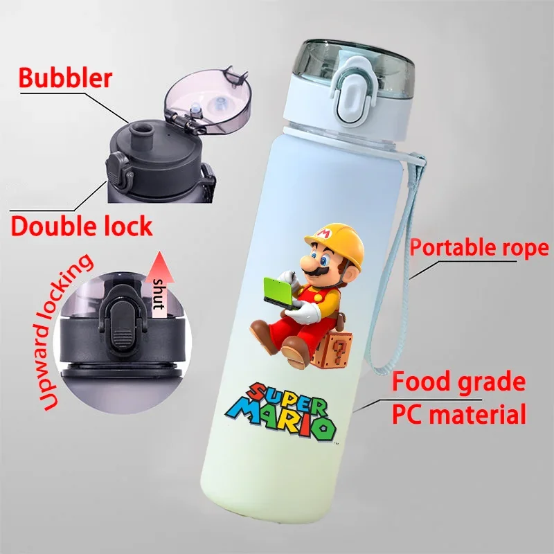 Super Mario Bro 550ML Large Capacity Gradient Color Luigi Children Water Cup Portable Plastic Aldult Outdoor Sport Water Bottle