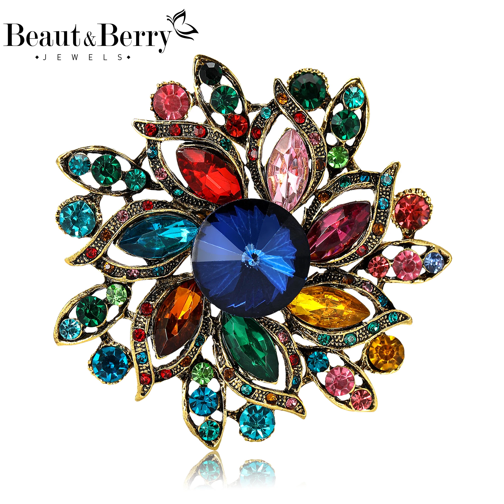 

Beaut&Berry Trendy Rhinestones Flower Brooches for Women Unisex Snowflake Pins Casual Party Jewelry Accessories Gift Decoration