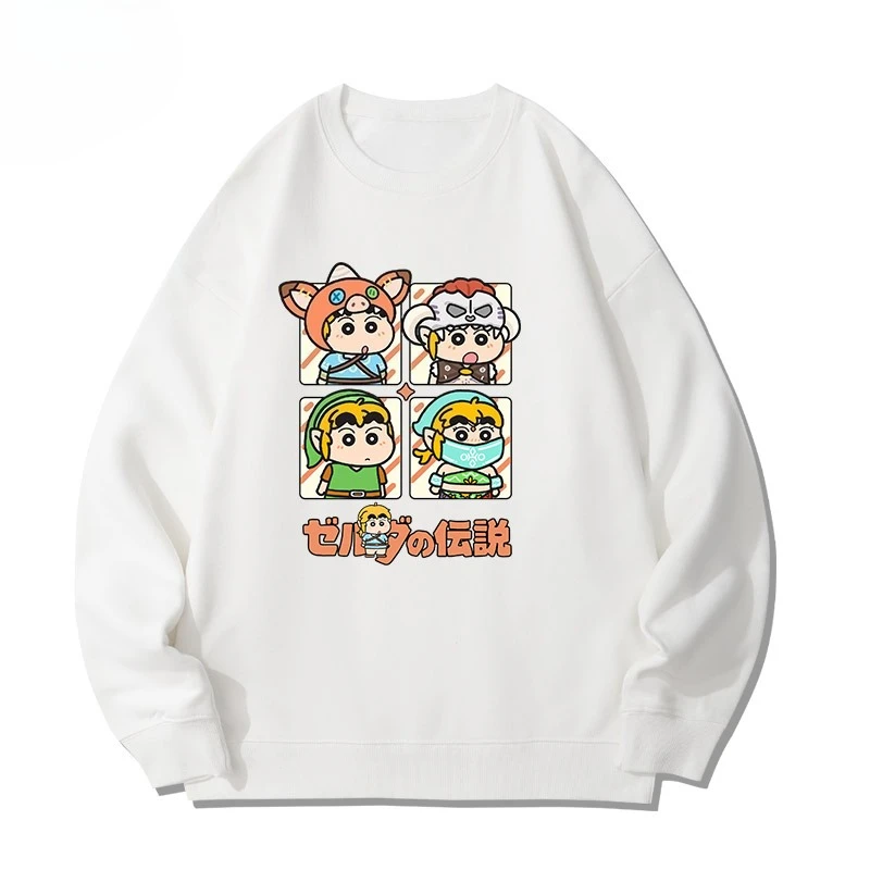 

The 2025 autumn/winter cartoon parody Crayon Shin-chan printed round-neck hoodie is loose and suitable for both men and women