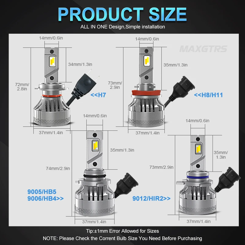 2x ST1 Bluetooth smart LED Bulb H7 H8 H11 HB3 9005 HB4 9006 9012 HIR2 Car Led Headlights Light Fog Bulbs Auto Lamp 3000K 6000K