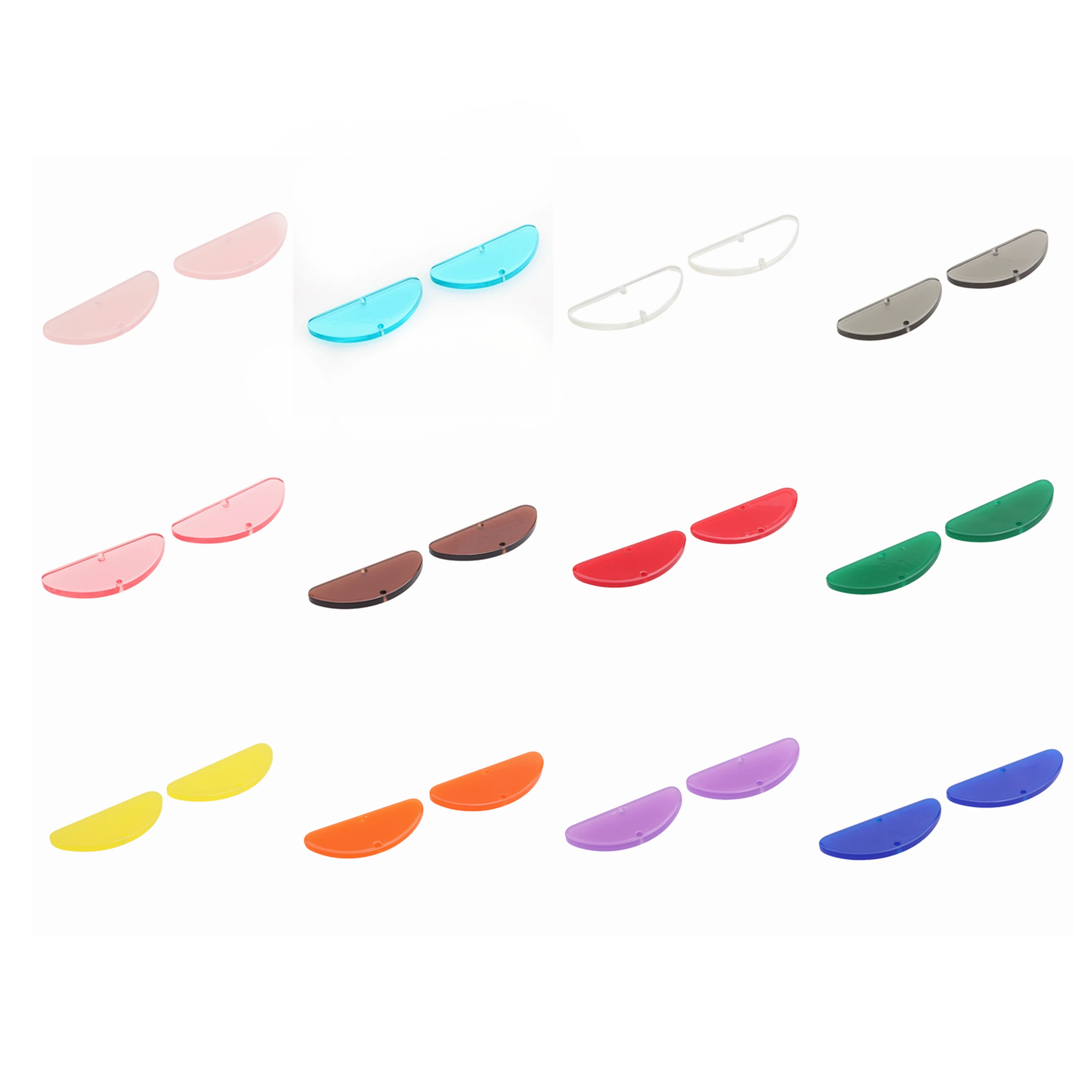 

12PCS Candy Color Acrylic Semicircle Connectors Half circlr Earring Parts Abstract Pendant,2Holes Earrings Findings,ACE342 KM