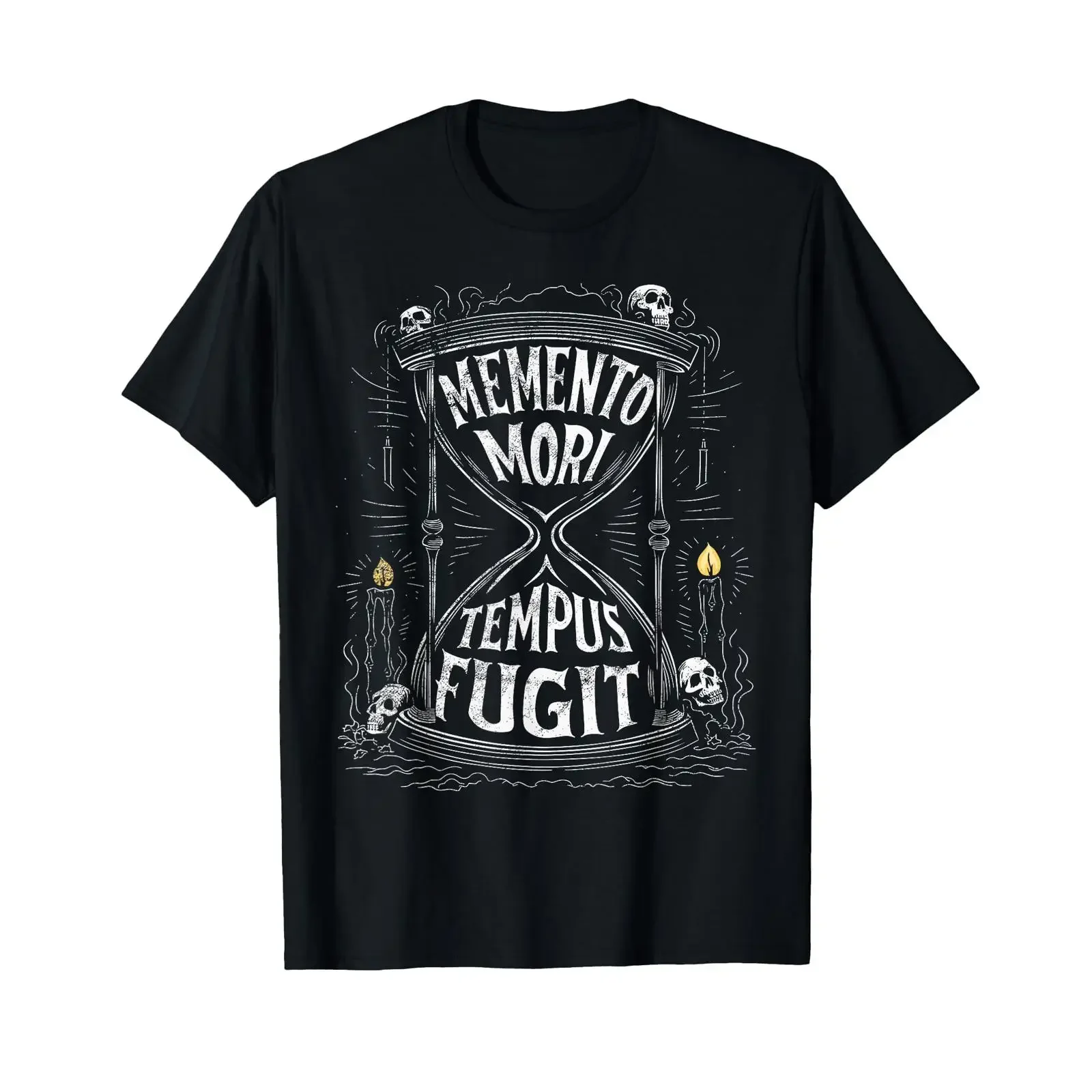 Memento Mori Tempus Fugit Hourglass Stoic T Shirt vintage Washed Comfortable Unisex Soft Casual Slightly homme Stretched