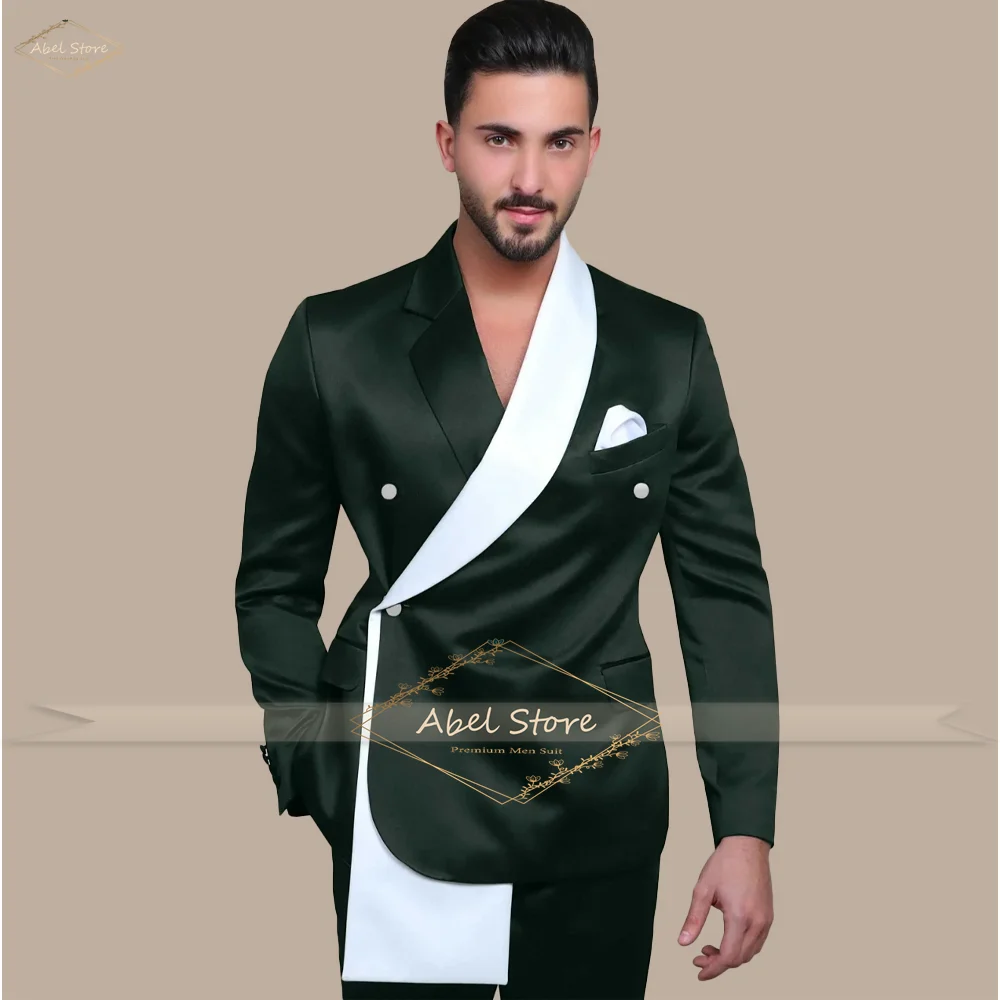

Men's color matching jacket suit pants 2 piece suit, custom party smoking suit elegant men's dress tuxedo party wedding